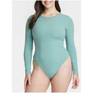 Auden Luxury Collection-NWOT Women's Long Sleeve Teal Bodysuit Size Medium